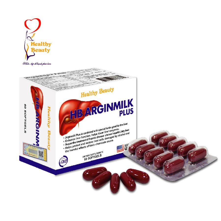 Viên Uống HB Arginmilk Plus Healthy Beauty - giúp Hạ Men Gan Và Tăng Cường Chức Năng Gan, 60 viên/ hộp.