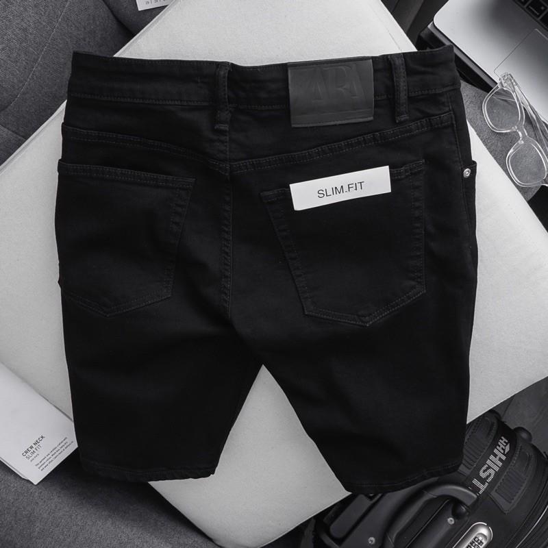 Quần short jean nam đen size đại co giãn