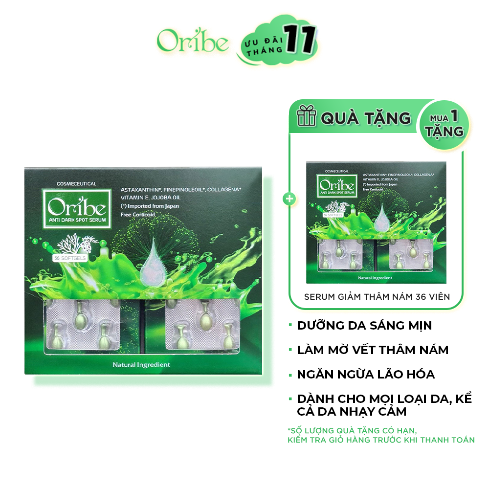 Serum Trắng Da Mờ Nám Tàn Nhang Chống Lão Hóa Oribe - Vi Tảo Lục và Tinh Dầu Thông Trắng Nhật Bản (Dạng Viên, Hộp 36 Viên)