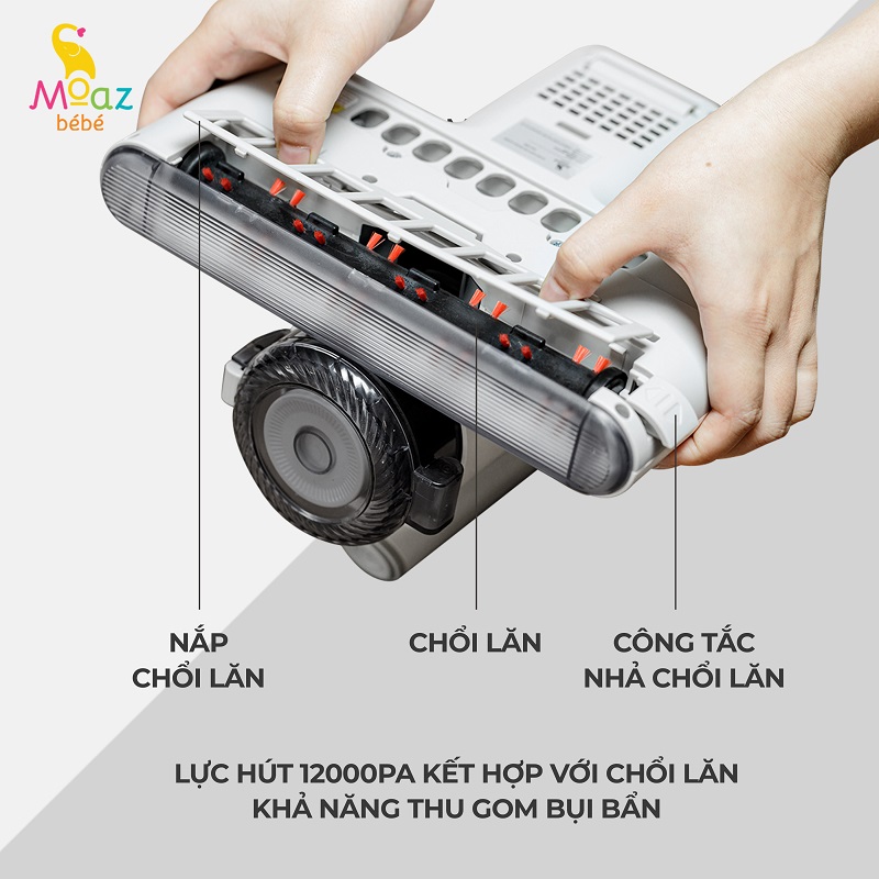 Máy hút bụi giường nệm Moaz BéBé MB-037 lực hút 12.000 pascal hút sạch bụi bẩn, tiêu diệt vi khuẩn bằng UV - Hàng chính hãng