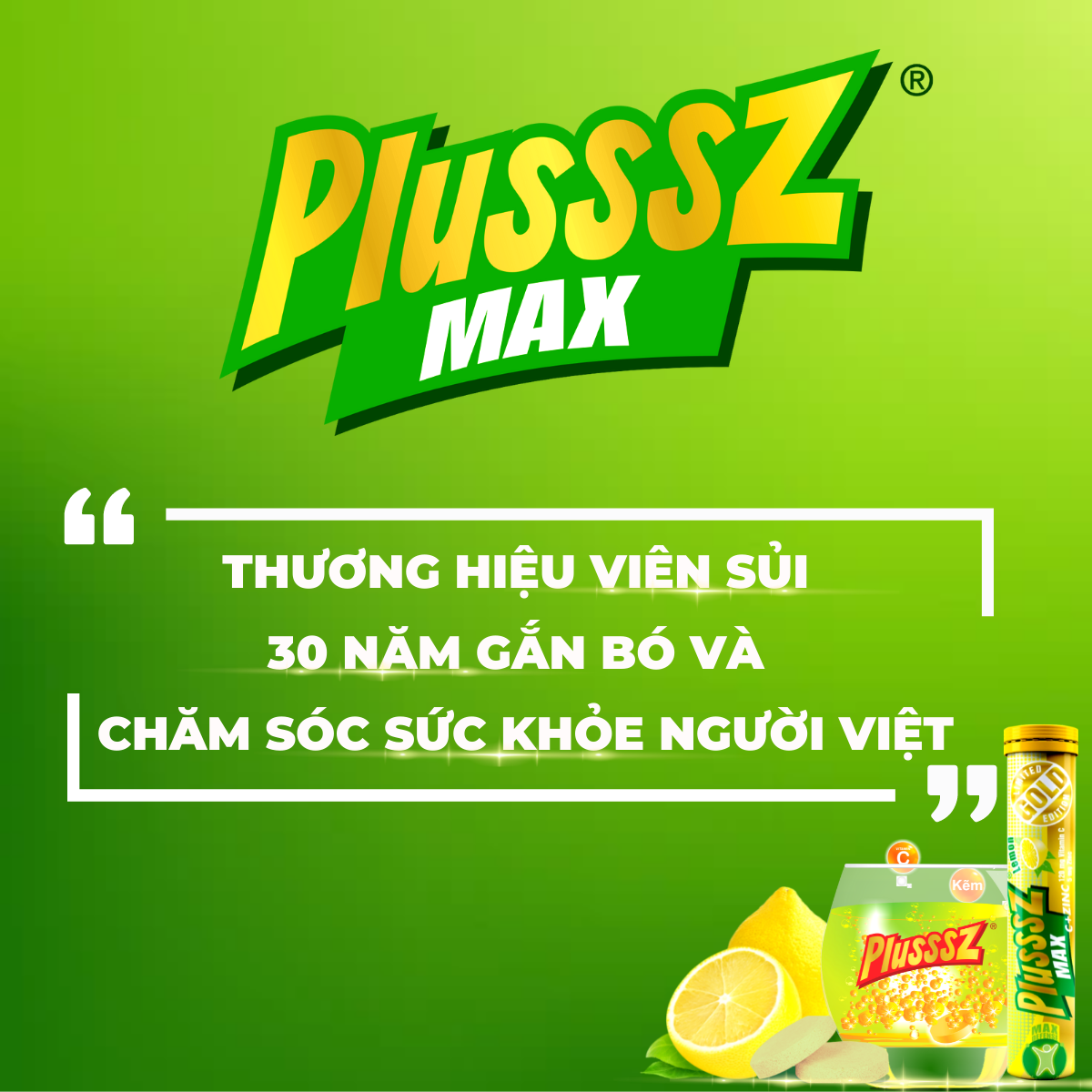 Viên sủi Plusssz Max Vitamin C & ZinC bổ sung vitamin C và kẽm vị chanh không đường hỗ trợ đề kháng, vững vàng sức khỏe .