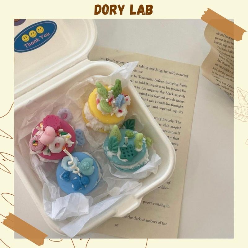 Set Nến Thơm 4 Bánh Macaron Mini Mix Topping Kèm Hộp Quà Bã Mía - Dory Lab