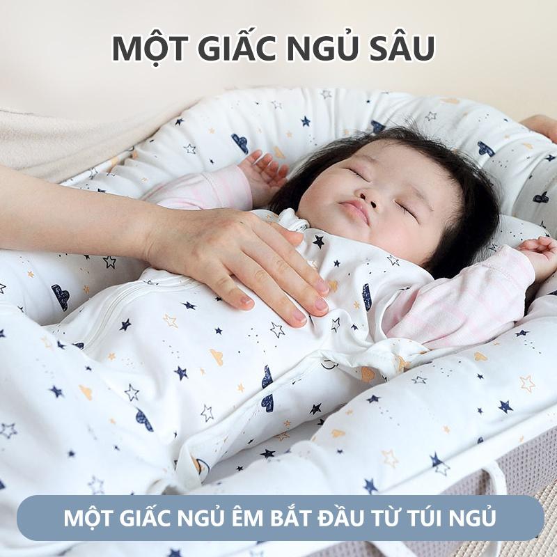 [Einmilk.ân ninh]Túi ngủ cho bé 100% cotton có khóa dây kéo 2 chiều, tiện mở túi ra QSB