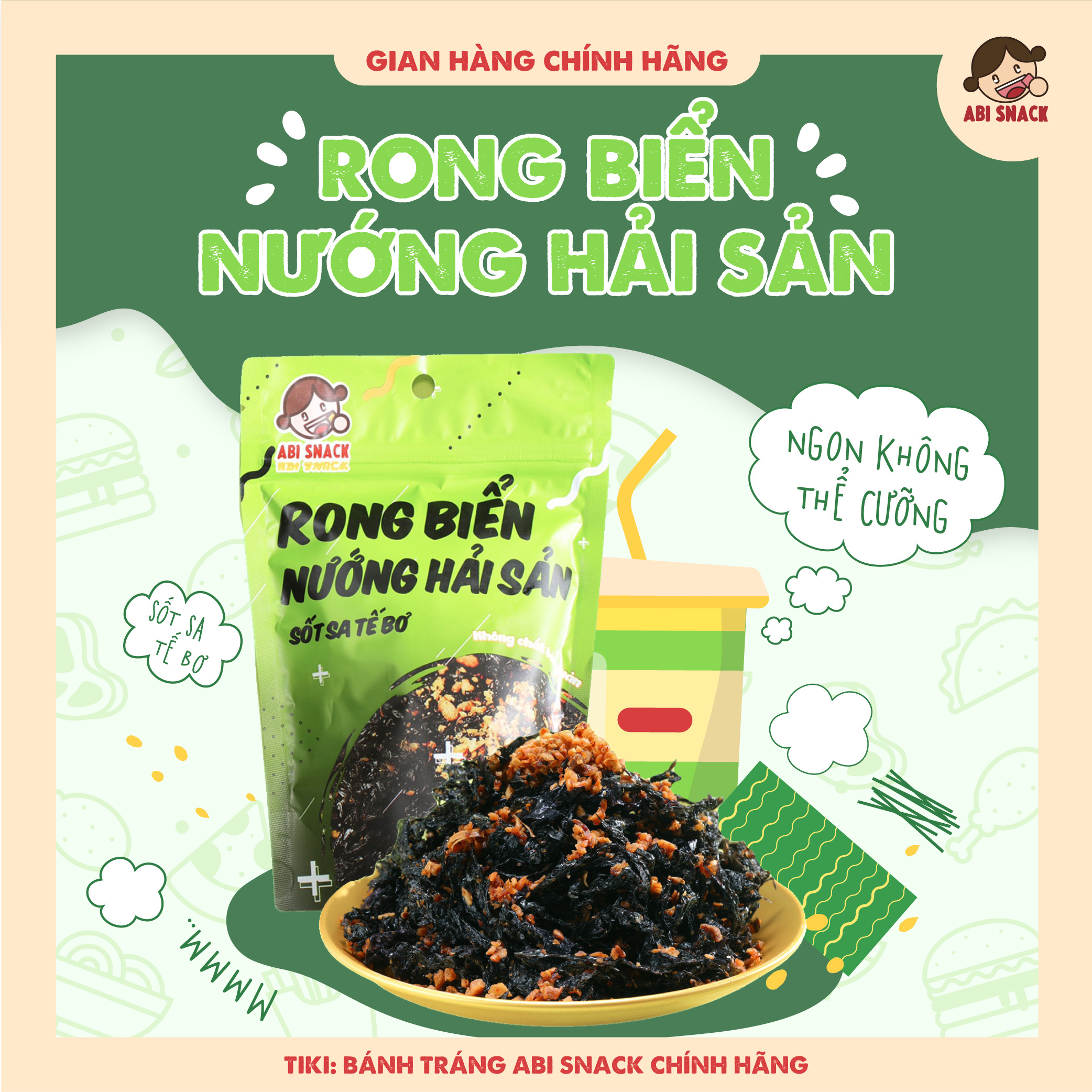 Rong Biển Nướng Hải Sản Sốt Sate Bơ ABI SNACK