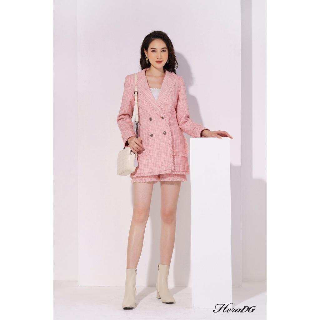 Quần Short Nữ HeraDG Thiết Kế Rút Tua Gấu Kèm Hai Túi, Chất Dạ Tweed Cao Cấp WTBA024Q
