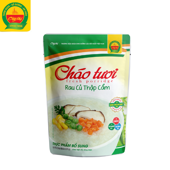 Combo 10 Gói Cháo Tươi Cây Thị: 2 Gà Ác Đậu Xanh, 2 Thịt Bò, 2 Thịt Heo, 1 Cá Hồi, 1 Cá Lóc, 1 Lươn Đậu Xanh, 1 Rau Củ