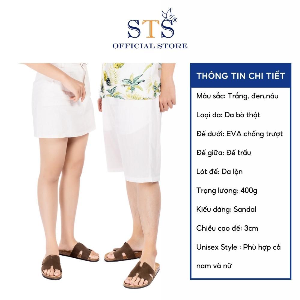 Dép đế trấu DA BÒ THẬT NGUYÊN TẤM bản rộng unisex birken hàng xuất khẩu cao cấp ST04