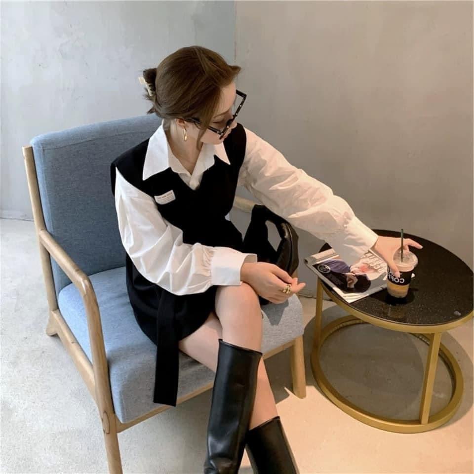 Set Áo Sơ Mi + Đầm Suông Kèm Belt