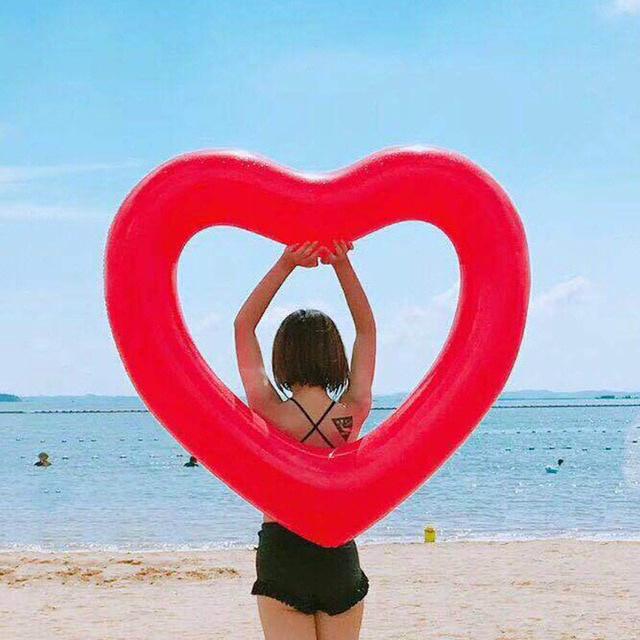Bơm hơi nóng Trái tim ngọt ngào Vòng bơi Vòng quay khổng lồ Tiệc bể bơi Phao phao Nệm bơi Vòng tròn Hồng Đỏ 90