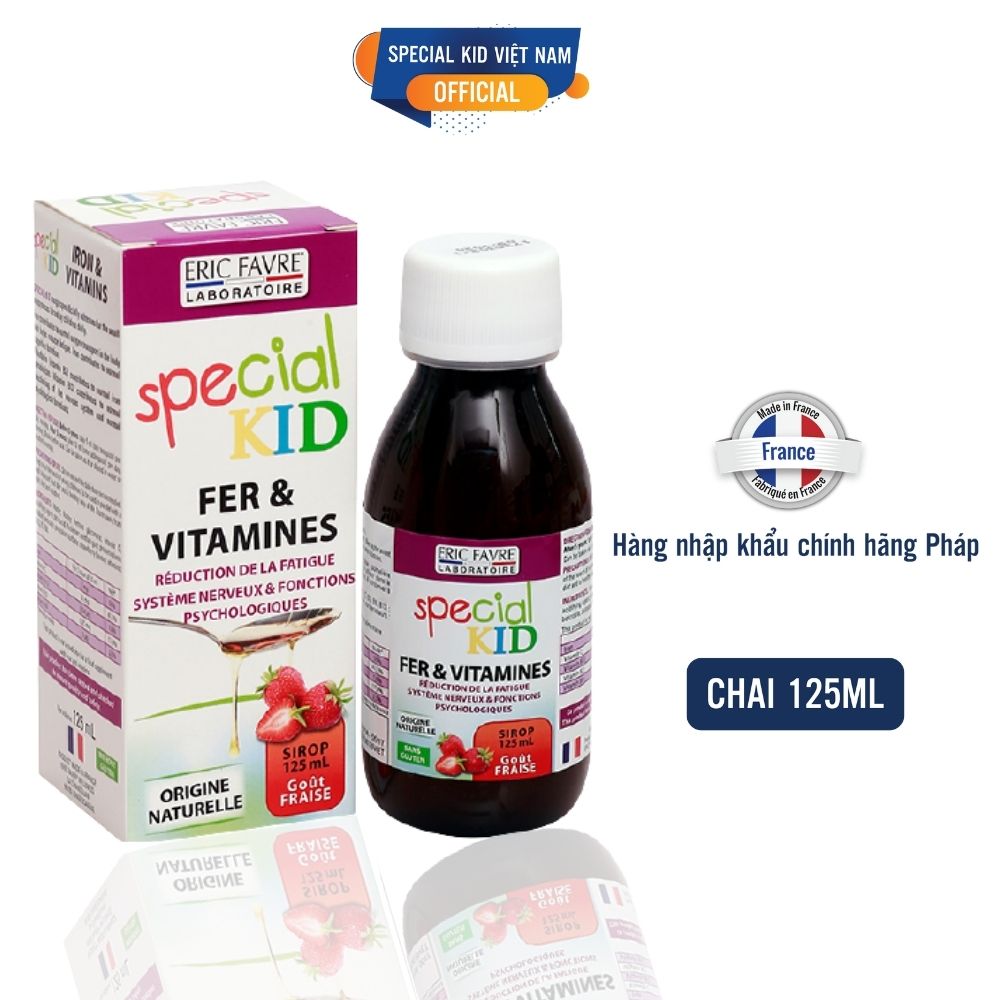 SPECIAL KID FER & VITAMINES - Siro Bổ sung sắt và các vitamin C, B2, B9, B12 - Giúp giảm thiếu máu do thiếu sắt - Nhập khẩu Pháp (125ml)