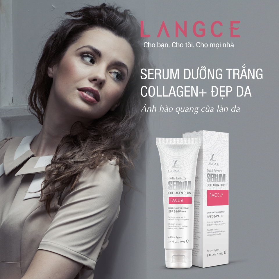 SERUM ĐẸP DA COLLAGEN+ FACE it DƯỠNG TRẮNG DA, GIỮ ẨM, MỀM MỊN 100ml LANGCE