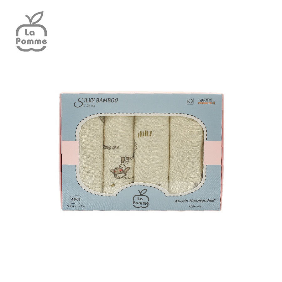 K001 Set 5 Khăn sữa sợi tre lụa La Pomme - 30x30cm Nude Sheep