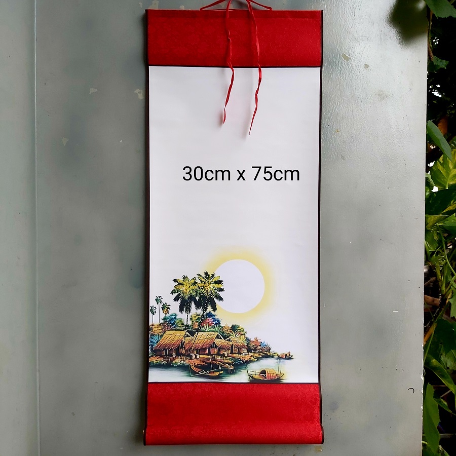 Bộ 4 biểu lụa viết thư pháp in tranh 4 mẫu kích thước 30cm x 75cm