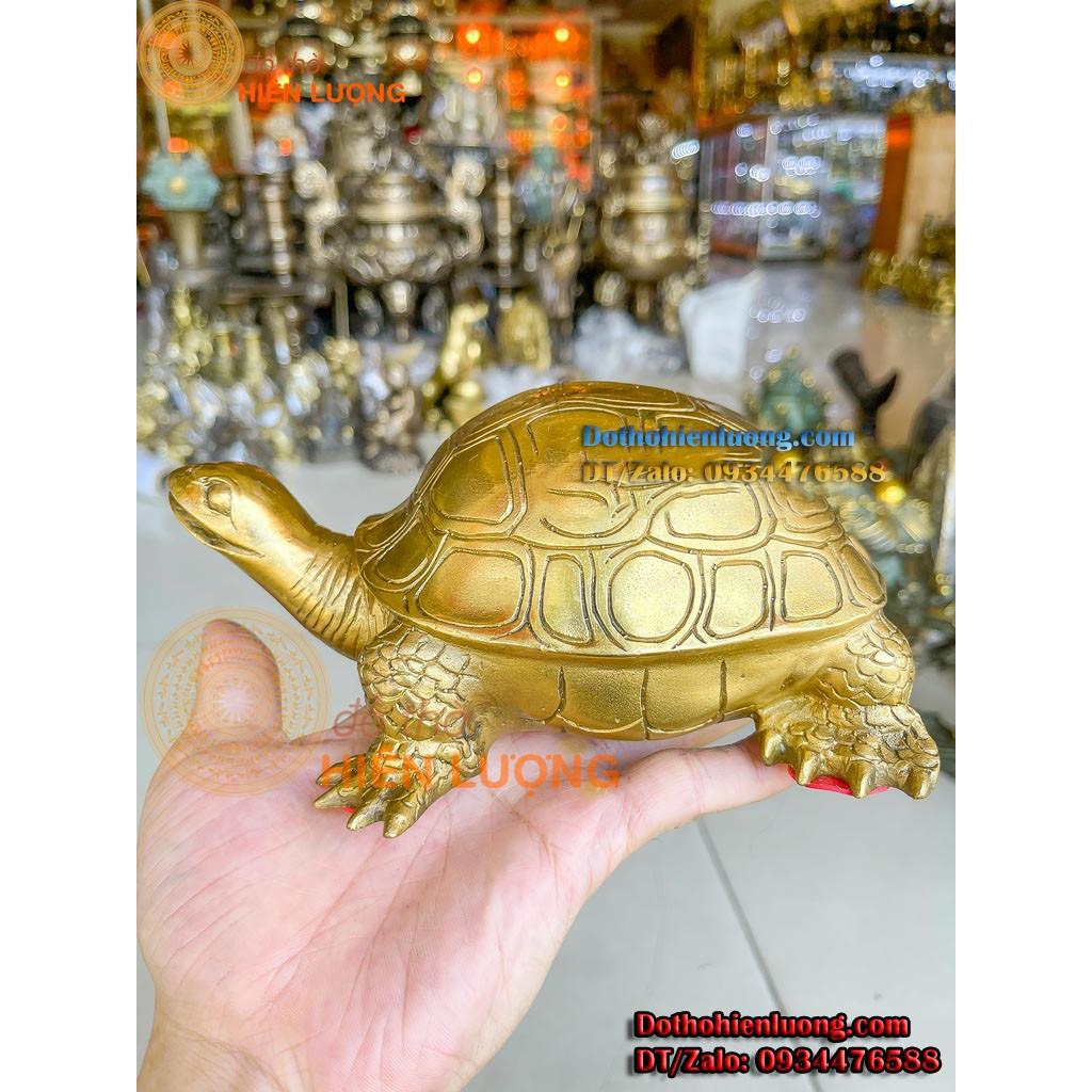 Tượng Kim Quy Màu Vàng Bằng Đồng Nguyên Chất Dài 21cm, Nặng 1,4kg
