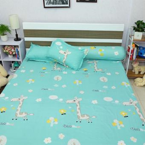 Set 3 món ga gối Poly cotton Houston Hươu xanh PL2 + Tặng 1 vỏ gối ôm