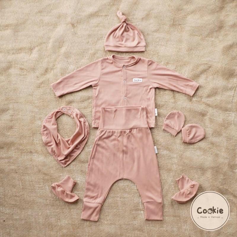 Bộ dài tay sơ sinh cài giữa Cookie