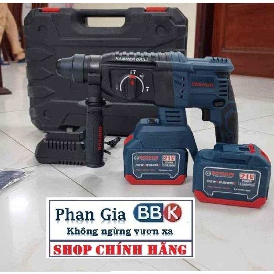 [chính hãƞg] Máy Khoan Bê Tông Dùng Pin 3 chức năng BOSHUN 21V - 2 Pin 15 CELL - Động cơ không chổi than, BH 1 năm