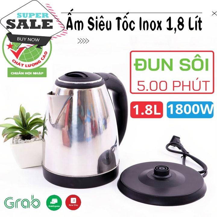 Ấm đun nước ấm siêu tốc inox cao cấp 1.8l tiện dụng