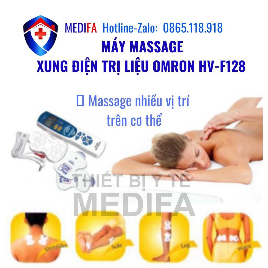 Máy Mát Xa Cổ Vai Gáy OMRON HV-F128 - Máy Massage Xung Điện Trị Liệu 12 Chế Độ Tự Động Theo Từng Vùng Cơ, Bảo Hành 1 Năm