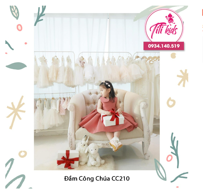 Váy Đầm Công Chúa Cho Bé Gái Chơi Tết CC210