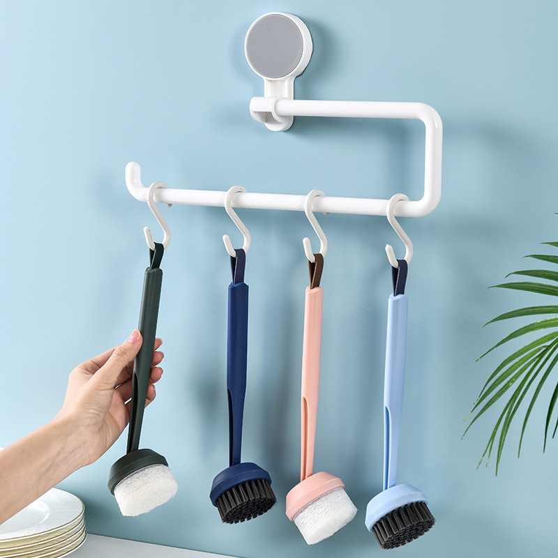 Bàn Chải Cọ Rửa Nhà Bếp, Bát, Xoong Nồi Tay Cầm Dài Bằng Nhựa-Màu Xanh