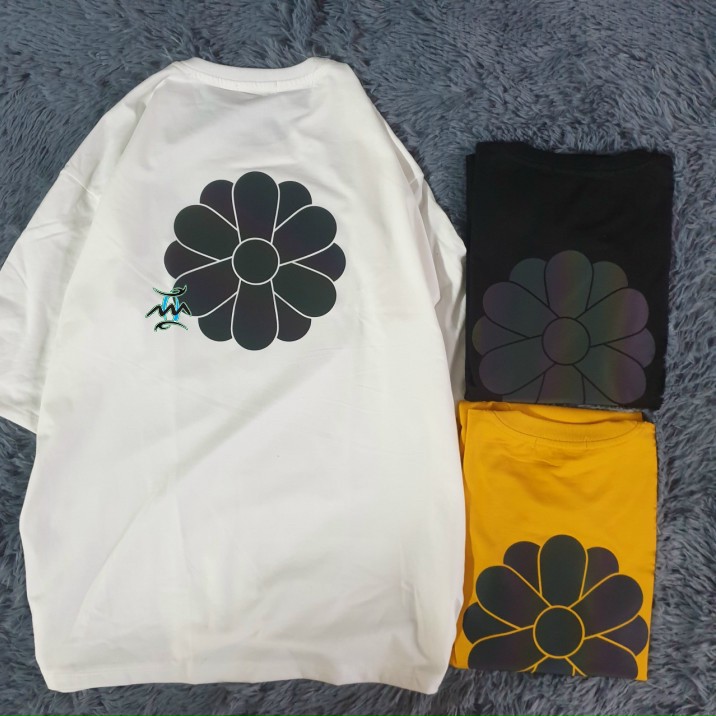 Áo Thun Phản Quang 7 Màu Unisex Hình Bông Cúc, ÁO THUN NAM NỮ COTTON FORM RỘNG PHẢN QUANG 7 MÀU HÌNH BÔNG CÚC, Áo Thun Nam Nữ Teen in Bông Cúc Phản Quang 7 Màu Bao Hot