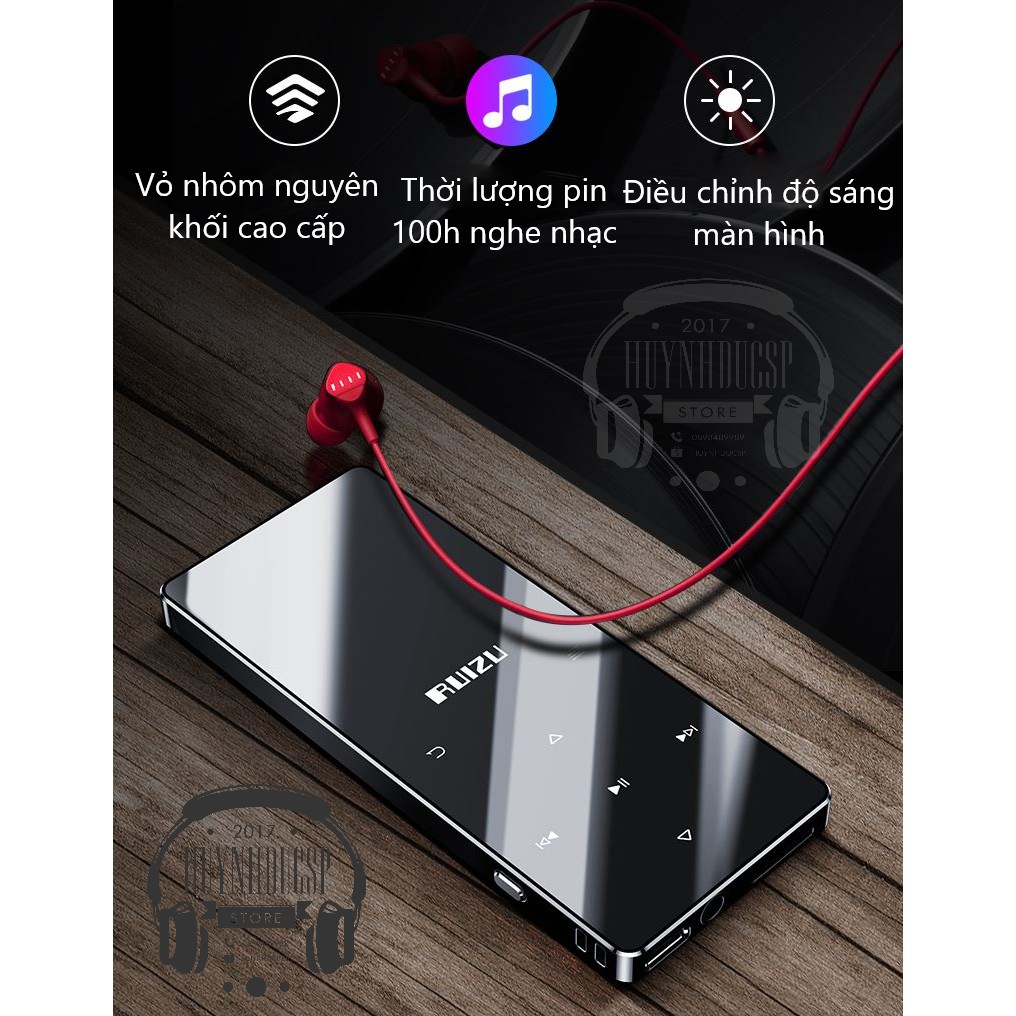 Quà Tặng Kèm - Máy Nghe Nhạc MP3 Bluetooth 5.0 Hifi Lossless RUIZU D28 Bộ Nhớ Trong 8GB - Bản Nâng Cấp Của Ruizu D01, D02, D11, D15 - Hàng Chính Hãng