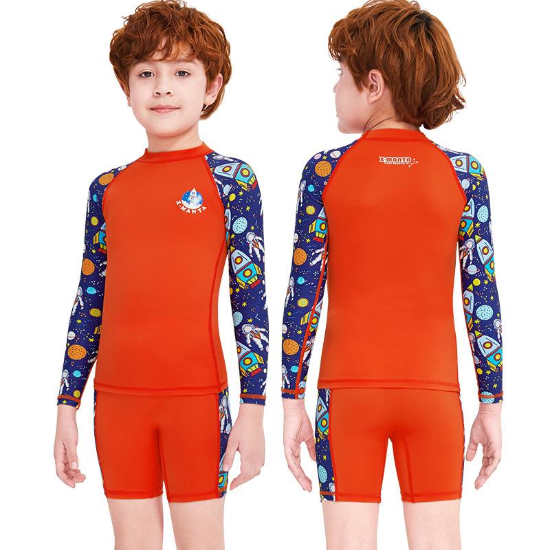 Quần Bơi Trẻ Em Và Bơi Bộ Dài Tay Thể Thao Đồ Bơi Trẻ Em Bé Trai Gái UPF50 Chống Tia UV Nhanh Khô Bãi Biển Tắm phù Hợp Với