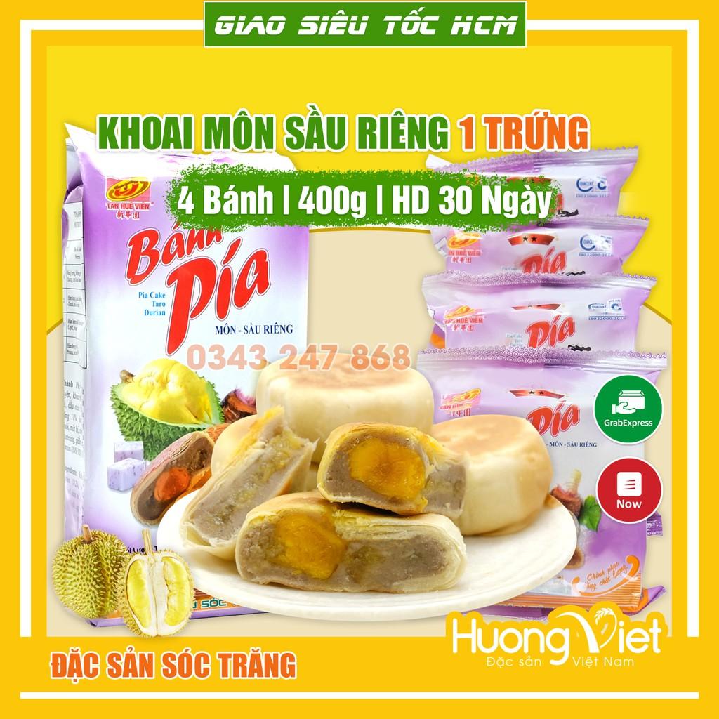 Bánh pía khoai môn sầu riêng trứng muối 400g, bánh pía Sóc Trăng Tân Huê Viên vị truyền thống