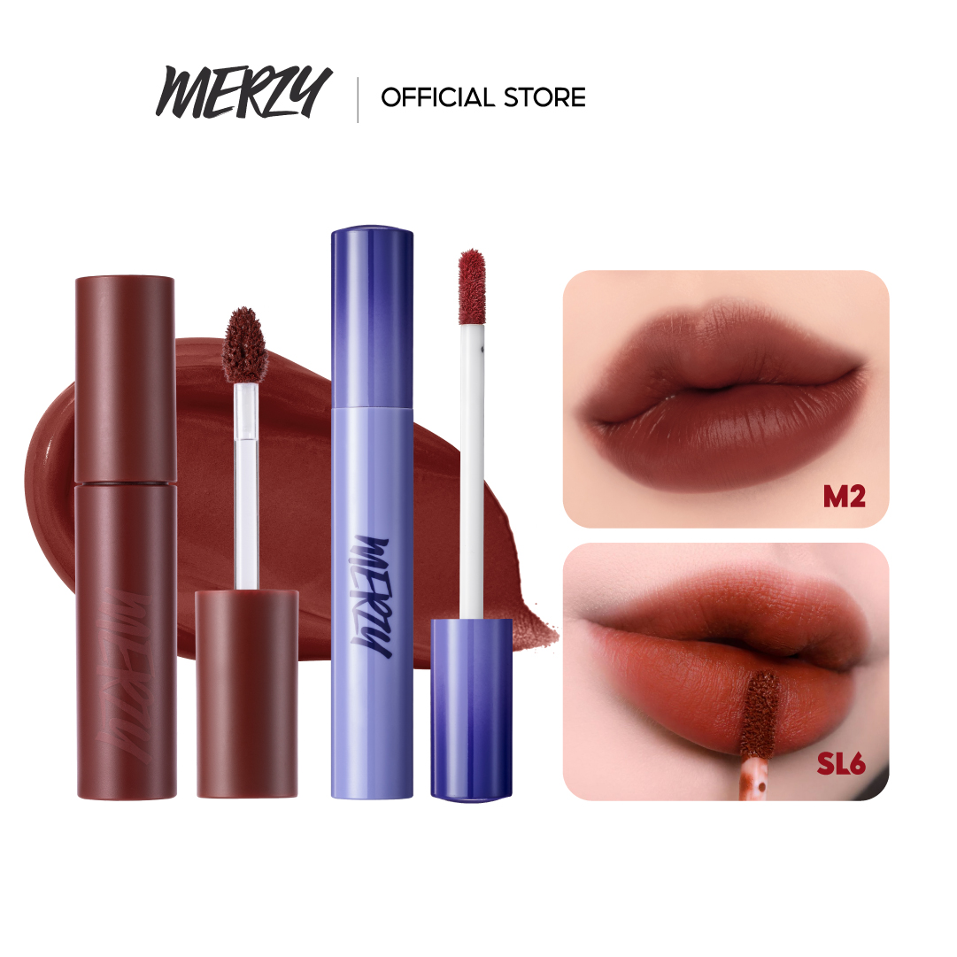 Combo Son kem lì Merzy Bite The Beat Mellow Tint 4g + Son Kem Lì Merzy Soft Touch Lip Tint 3g