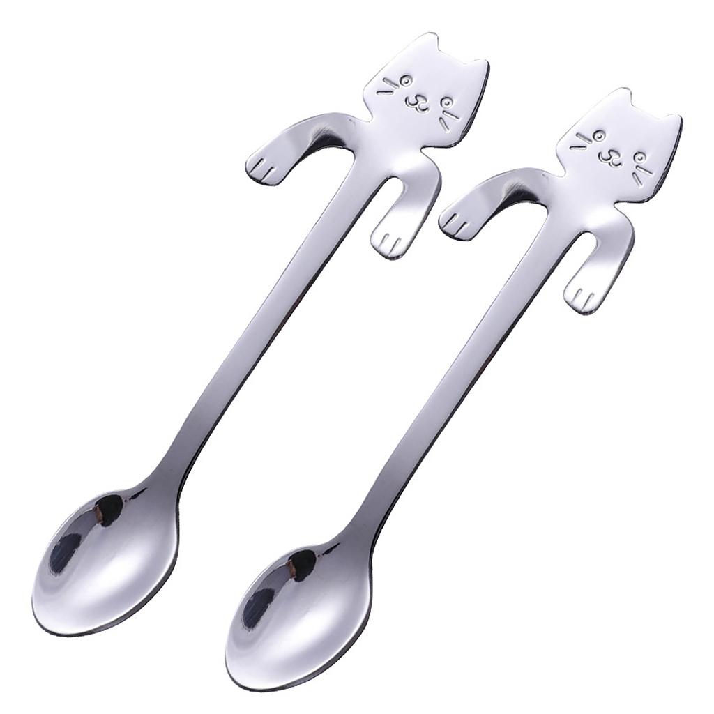 Premium Stainless Steel Coffee Spoon Mini Creative Cat Shape Iced Tea Spoon Teaspoons for Dessert Coffee Sugar Cake Ice Cream Soup Kitchen Restaurant