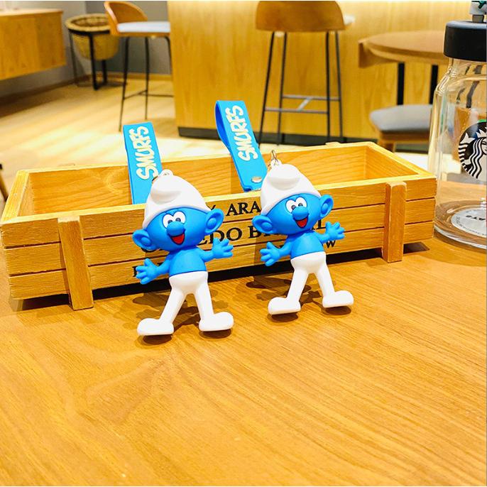 Móc khóa Xì trum Smurf-Lele hoạt hình PVC loại tốt 7.2cm