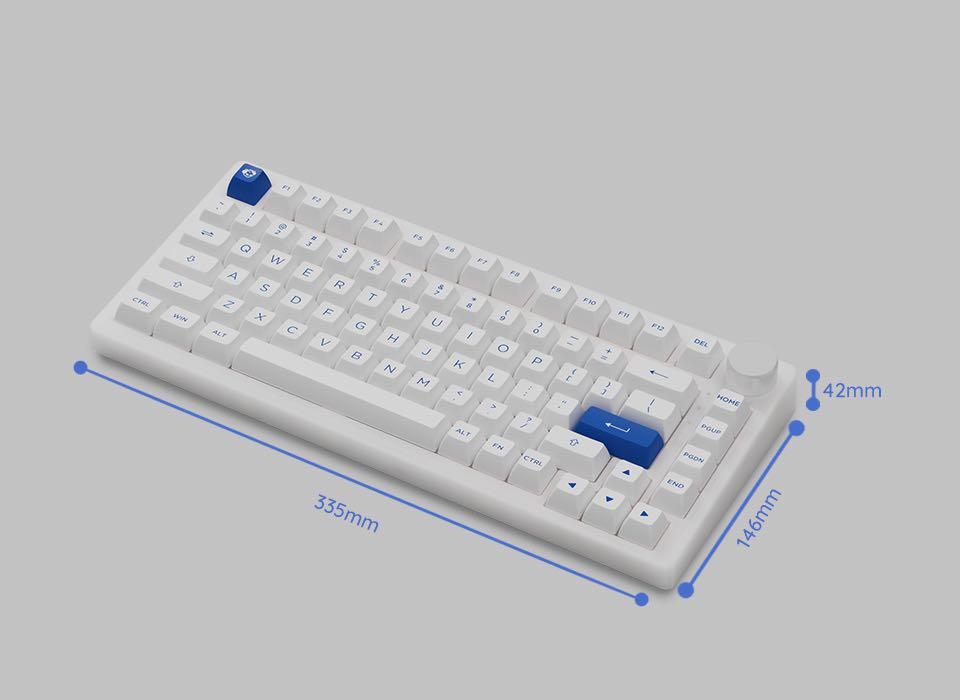 Bàn phím AKKO PC75B Plus Blue on White (Bluetooth 5.0 / Wireless 2.4Ghz / Hotswap / Foam tiêu âm / AKKO CS Jelly switch)-Hàng chính hãng