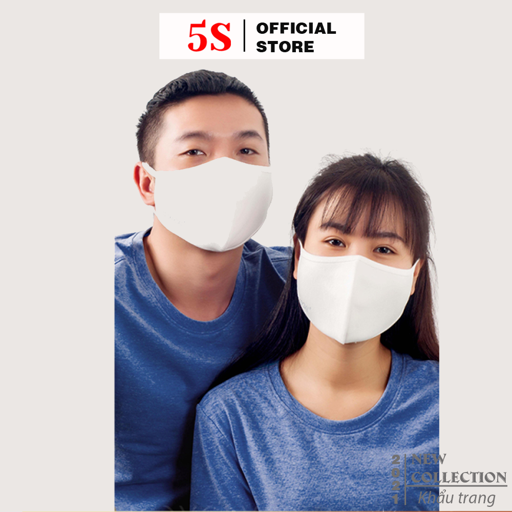 Khẩu Trang Vải Cotton 2 Lớp 5S Chính Hãng, Thông Thoáng, Kháng Khuẩn Cực Tốt (KT5S01)