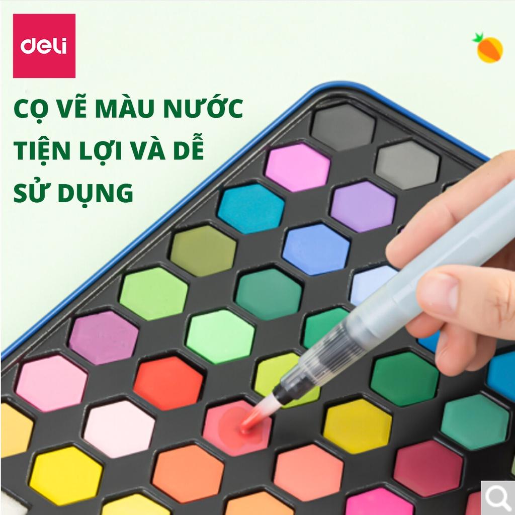 Màu nước dạng nén Deli 24 36 48 màu kèm quà tặng phiên bản mới Solid Water color bao gồm 8 dụng cụ chuyên nghiệp