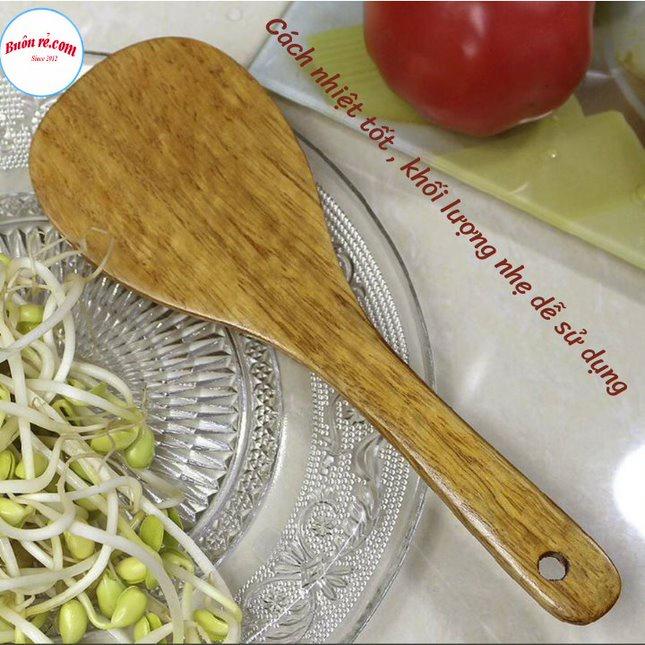 Muôi xới cơm bằng gỗ tự nhiên không dính tiện dụng – Thìa xới cơm bằng gỗ an toàn vệ sinh - 01468