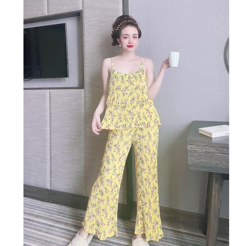 Đồ bộ nữ dập ly vải lụa hoa Thái xốp, mịn, mát, ít nhăn mẫu hot mùa hè * Set đồ bộ nữ