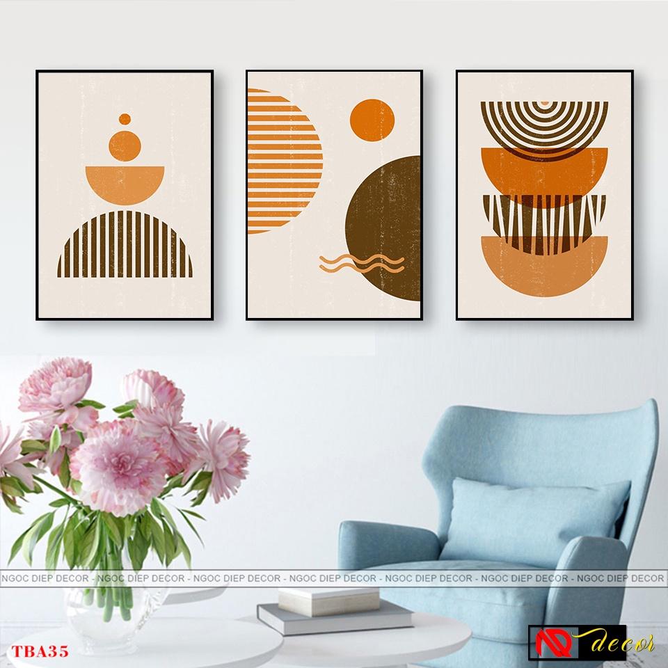 Tranh Canvas phòng ngủ BOHO hiện đại treo tường 3 bức trang trí phòng khách Decor nghệ thuật hiện đại đẹp cao cấp HĐ39