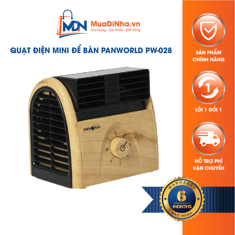 Quạt điện mini để bàn Panworld PW-028 Thái Lan công suất 30W - Hàng chính hãng