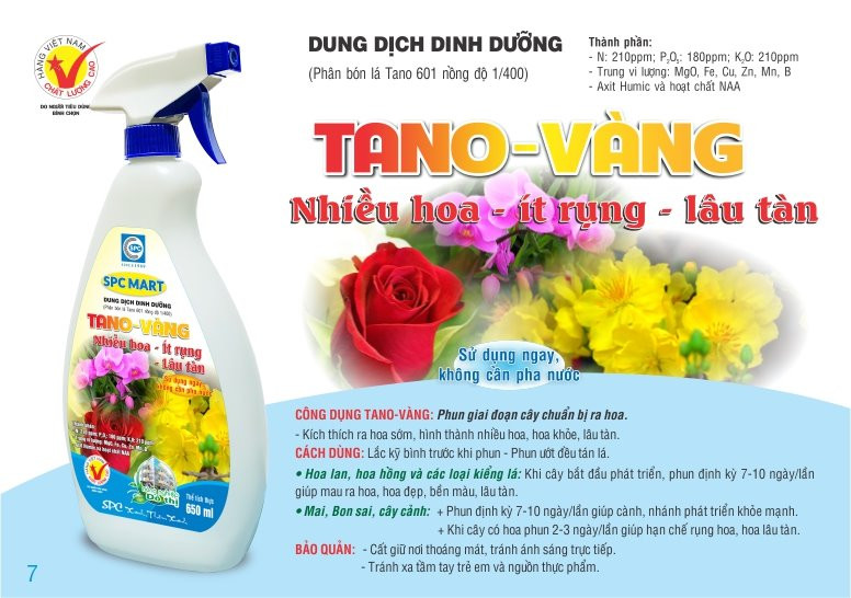 Phân bón pha sẵn TANO VÀNG 650ml Nhiều Hoa, Ít Rụng, Lâu Tàn, An Toàn Cho Môi Trường