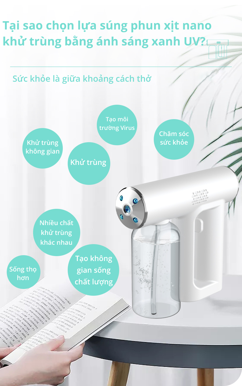 Máy phun nano diệt khuẩn [XA 2,5M TÍCH HỢP UV DIỆT 99% VIRUS] Công suất cao NANO SPRAY