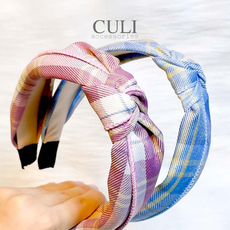 Băng đô cài tóc, Bờm cài tóc Nơ xoắn họa tiết caro xinh xắn, style Hàn Quốc cho nữ