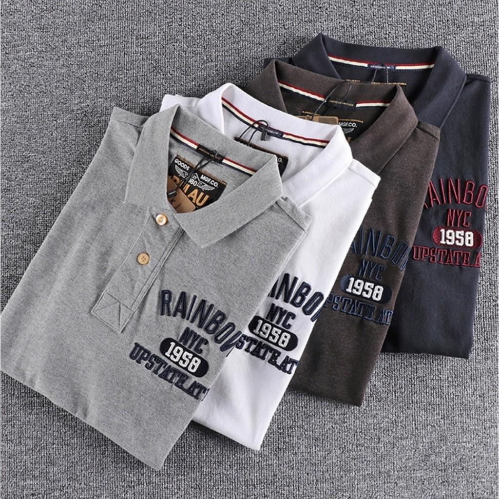 Áo thun polo Rainbow Retro dã ngoại_du lịch - xám