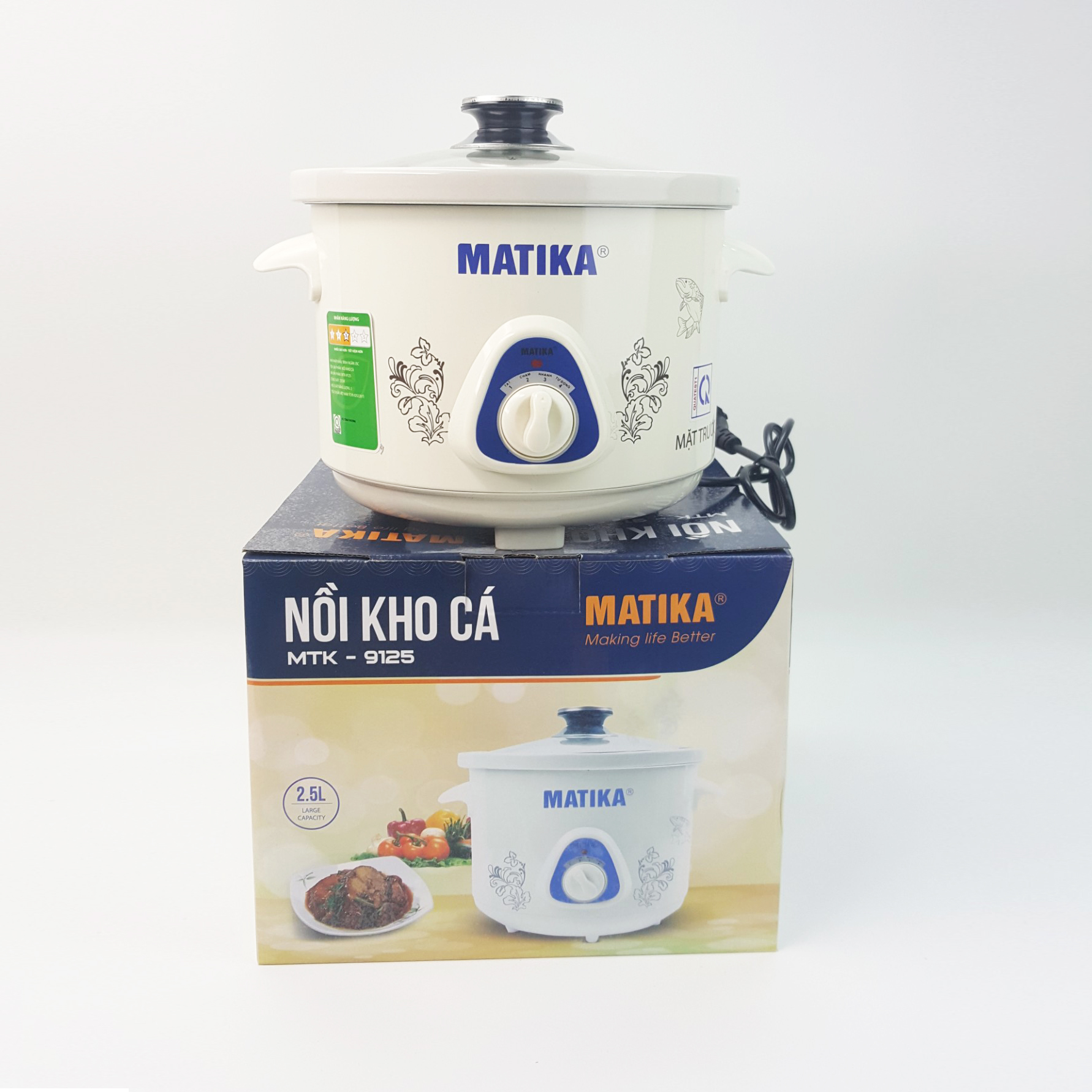 Nồi kho cá nấu cháo - Nồi nấu chậm Matika MTK-9125 - Hàng chính hãng