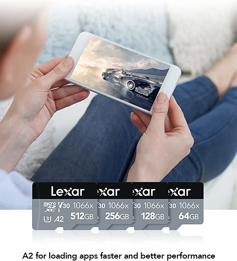 Thẻ nhớ microSDXC 64GB/ 128GB/ 256GB/ 512GB Lexar 1066x UHS-I A2 SILVER Series, chất lượng 4K, đọc 160Mb/s, ghi 120Mb/s - Hàng chính hãng