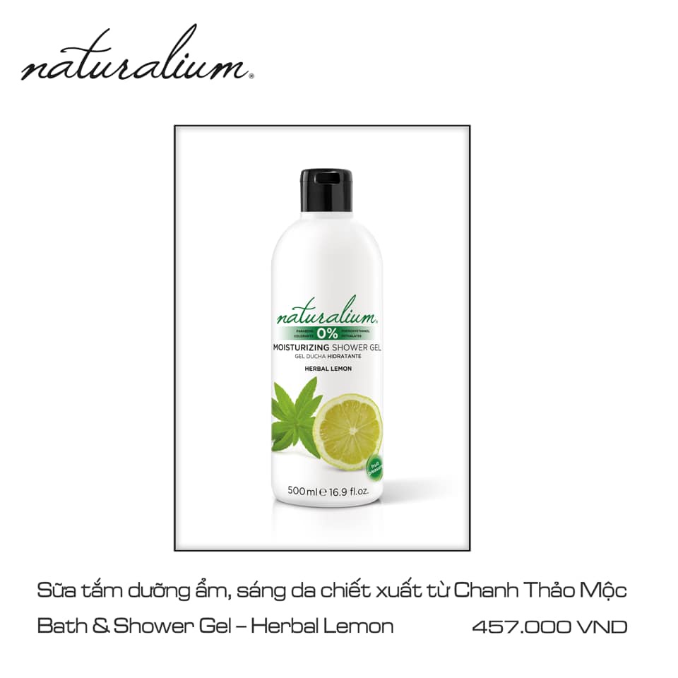 Sữa tắm dưỡng ẩm NATURALIUM hương chanh 500ml giúp làm sạch da, vi khuẩn, ngăn ngừa lão hoá và làm đều màu da