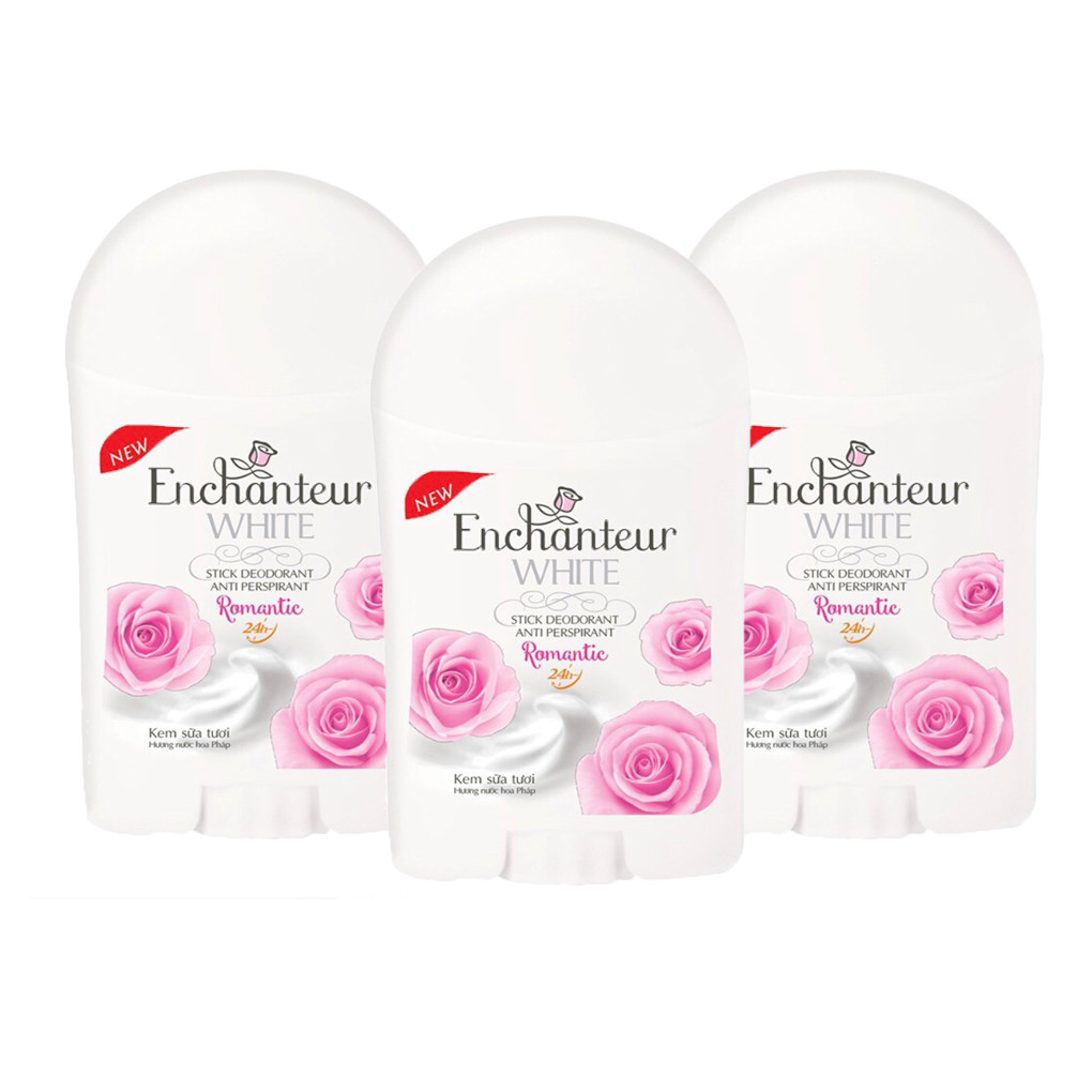 Bộ 3 Sáp khử mùi trắng da Enchanteur Romantic 40g*3