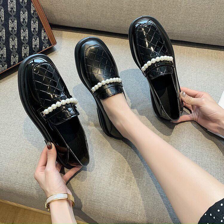 Giày LOLITA nữ da bóng, da lì ulzzang phong cách Hàn Quốc - GIÀY TÂY ĐÍNH NGỌC SANG CHẢNH