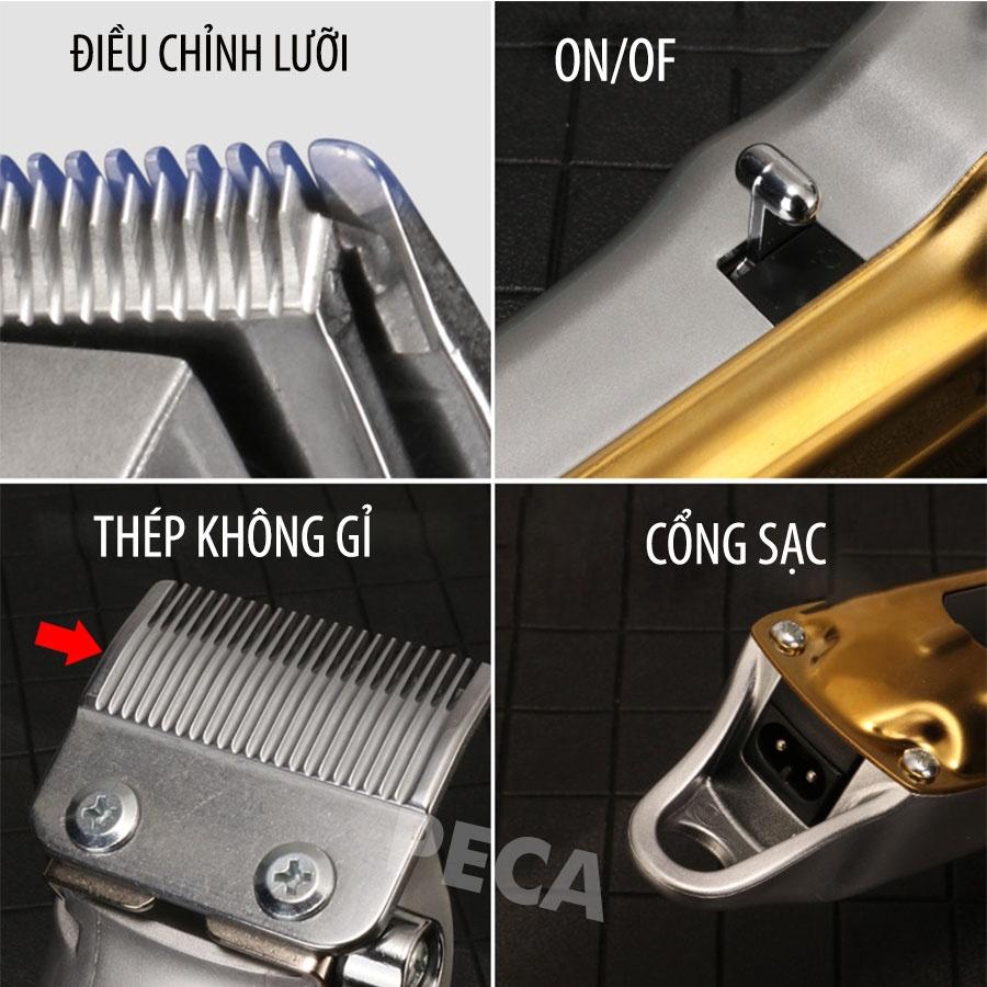 Tông đơ cắt tóc chuyên nghiệp Kemei KM-802 màn hình LCD hiển thị công suất mạnh mẽ 10W sạc nhanh pin trâu