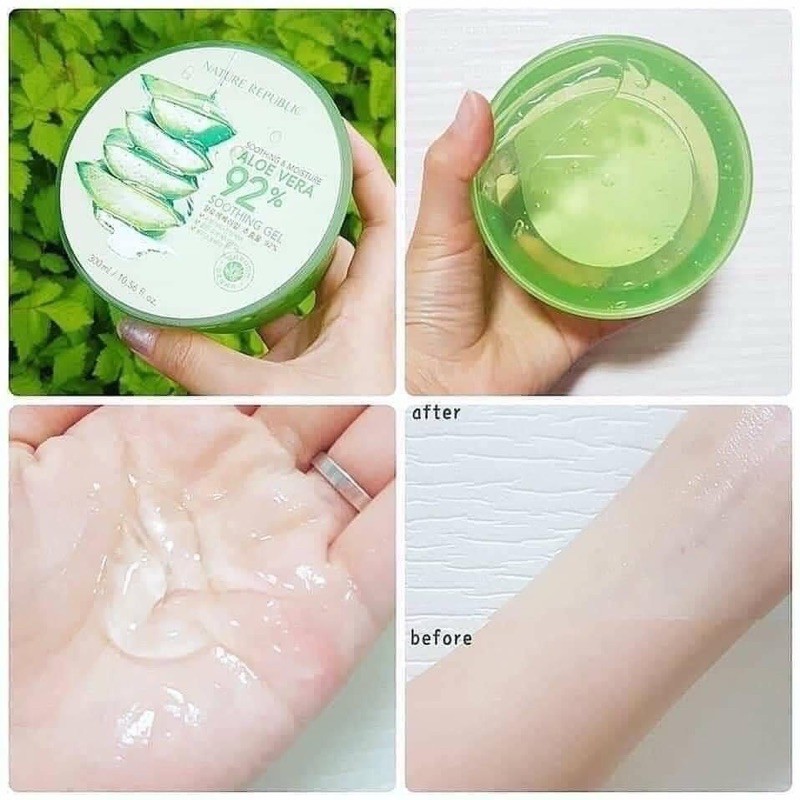 Gel Nha Đam Nature Republic Soothing &amp; Moisture Aloe Vera 92% Kem dưỡng ẩm và làm dịu da 300ml